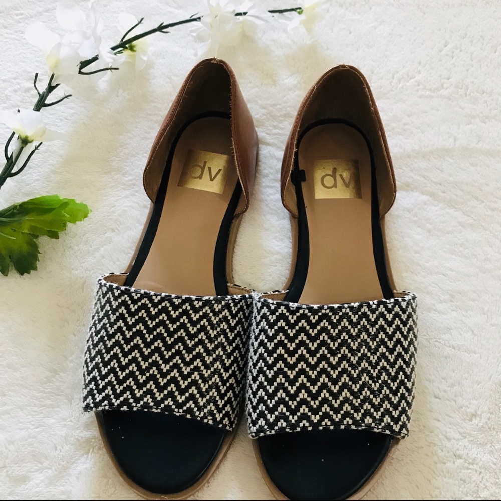 Dolce Vita Chevron D’Orsay Leather Open Flats